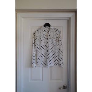 Express Portofino cream polka dot blouse